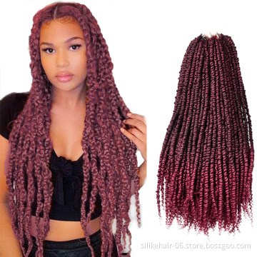24Inches Ombre Brown Red Soft Long Passion Twist Crochet Braiding Pre-Twisted Spring Bomb Braids Bulk Synthetic Hair Extensions
